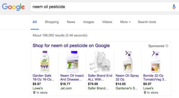 neem oil is a common organic pesticide